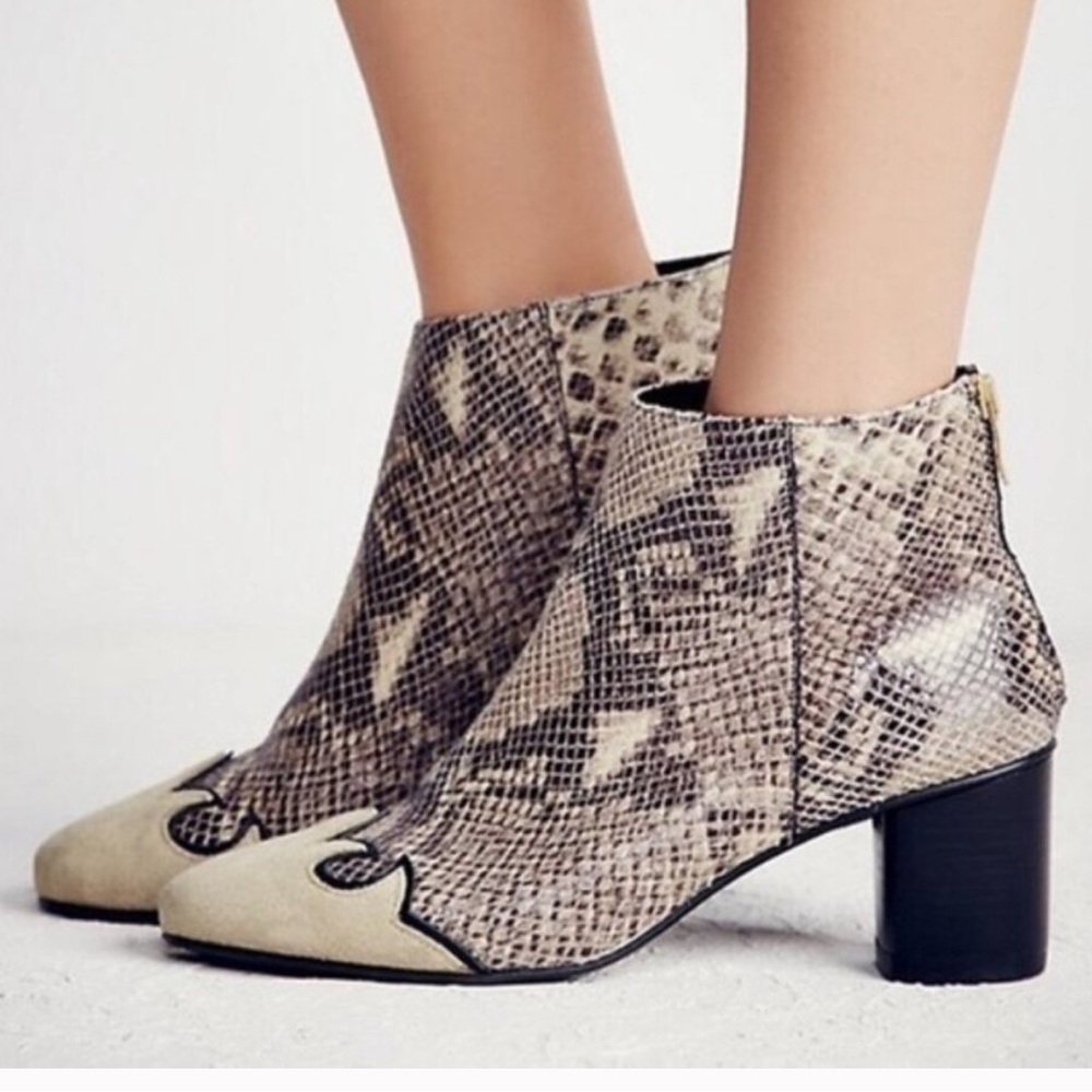 Free People Snake skin leather and suede Ankle Boot